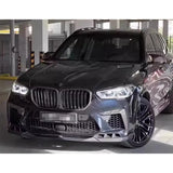 For BMW F95 X5M 2019+ Carbon Fiber Car Front Bumper Diverter Spoiler Diffuser Front lip chin L Style upgraded body kit