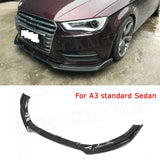 Front Bumper Chin Lip Spoiler for Audi A3 Sline S3 Sedan 4 door 2014 2015 2016 Carbon Fiber Head Shovel Car Styling