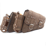 Motorcycle Old School Leather Saddlebag Swingarm Solo Bag w/ Cup Holder For Sportster XL Dyna Softail Scout Sixty Bobber Rebel