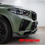 ABS Front Bumper Lip Spoiler Body Kit Splitter Cover for BMW F95 X5M 2019+ 3 Segments Carbon Look