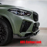 ABS Front Bumper Lip Spoiler Body Kit Splitter Cover for BMW F95 X5M 2019+ 3 Segments Carbon Look