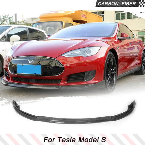 Car Front Bumper Lip Spoiler Splitters for Tesla Model S Sedan 4 Door 2012 - 2017 Carbon Fiber / FRP Car Body Kits Bumper Guard