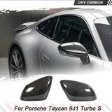 Dry Carbon Fiber Mirror Caps for Porsche Taycan 9J1 Turbo S 2019-2021 Replacement Style Side Rearview Mirror Cover Caps Exterior