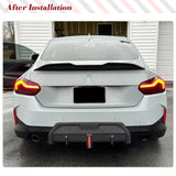 Carbon Fiber Car Rear Bumper Diffuser Lip Spoiler For BMW 2 Series G42 M Sport 2 Door 2022 2023 Rear Diffuser Splitters With LED