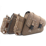 Motorcycle Old School Leather Saddlebag Swingarm Solo Bag w/ Cup Holder For Sportster XL Dyna Softail Scout Sixty Bobber Rebel