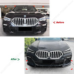 Car Front Bumper Splitter Lip Spoiler Diffuser Guard Body Kit Cover For BMW X6 G06 M-Sport 2019-2022 Pre-facelift Gloss Black
