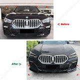 Car Front Bumper Splitter Lip Spoiler Diffuser Guard Body Kit Cover For BMW X6 G06 M-Sport 2019-2022 Pre-facelift Gloss Black