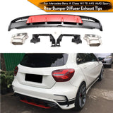 ABS Rear Bumper Diffuser Lip Spoiler With Exhaust for Mercedes-Benz A Class W176 A45 AMG A180 A200 Hatchback 4 Door 2015-2018