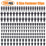190pcs Car Retainer Clips 6 Sizes Fasteners Automotive Plastic Clips Kit Auto Trim Panel Clip Mixed Car Body Bumper Rivet
