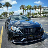 for Benz C Class W205 C63 AMG 2015-2020 Front Bumper Lip Spoiler Body Kits Cars Accessories Carbon Fiber Bumper Chin Guard FRP