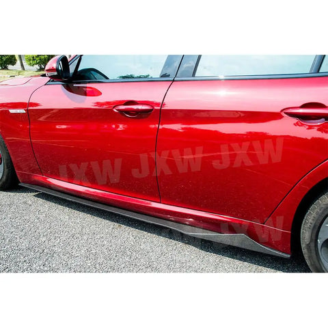 2Pcs Car Side Skirts Apron For Alfa Romeo Giulia Sedan 4 Door Bumper Side Skirts Apron Spoiler Body Kits MTC Style Carbon Fiber