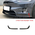 For Tesla Model X 2016-2018 Carbon Fiber Car Trunk Bumper Canards Air Vent Trim Stripes Cover Stickers Splitters Car Styling