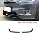 For Tesla Model X 2016-2018 Carbon Fiber Car Trunk Bumper Canards Air Vent Trim Stripes Cover Stickers Splitters Car Styling
