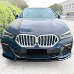 Car Front Bumper Splitter Lip Spoiler Diffuser Guard Body Kit Cover For BMW X6 G06 M-Sport 2019-2022 Pre-facelift Gloss Black