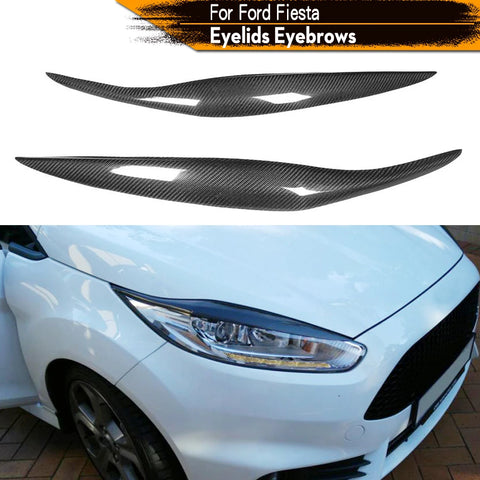 Carbon Fiber Eyelids Eyebrows for Ford Fiesta 2012-2015 Sticker Trim Dry Carbon Fiber Headlight Lamp Eyelids Eyebrows