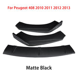 Car Front Bumper Lip Body Kit Chin Guard Diffuser Cover Deflector ABS Accessories Carbon Fiber Look For Peugeot 408 2010-2013