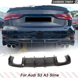 Car Rear Bumper Lip Spoiler Diffuser For Audi A3 Sline S3 Sedan 8V.5 2017-2020 Bumper Guard Carbon Fiber/FRP Matte /Glossy Black