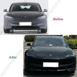 Car Front Bumper Lip Chin Diffuser Body Kits Spoiler Deflector Tuning ABS Accessories Black For Tesla Model 3 Highland 2024