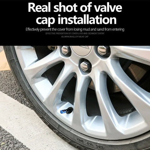 Aluminum Alloy Car Tire Valve Caps Airdust Waterproof Tyre Rim Stem Cover for Automobiles Motorcycles Bikes 4Pcs