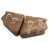 For Honda Suzuki Harley Sportster XL 883 XL1200 Black PU Leather Saddle Bag Motorcycle Luggage Left+Right Side Tool Bag