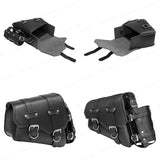 For Harley Davidson Sportster XL883 XL1200 Black PU leather saddle luggage bag with kettle bag, motorcycle retro saddle bag