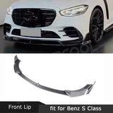Carbon Fiber Front Lip Splitters for Benz S Class W223 S450 S500 Sport 2021-2023 Head Bumper Trims Aprons Accessories