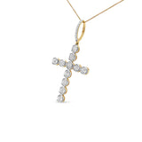 10K Yellow Gold 5/8 Cttw Miracle Set Round Diamond Circle Link Cross Pendant Necklace for Men (H-I Color, SI1-SI2 Clarity) - NO CHAIN INCLUDED
