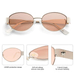 SOJOS Retro Oval Sunglasses for Women Men Trendy Sun Glasses Classic Shades UV400 Protection SJ1217 Light Gold/Light Brown