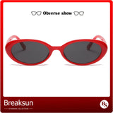 Retro Oval Sunglasses for Women Men Fashion Small Oval Sunglasses 90s Vintage Shades Red/Grey 54 Millimeters
