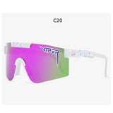 Double Wide Polarized Mirrored Lens Sunglasses with TR90 Frame and UV400 Protection