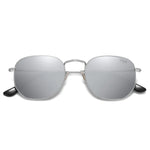 SOJOS Square Polarized Sunglasses for Women Men Small Hexagonal Polygon Mirrored Lens SJ1072 Silver