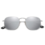 SOJOS Square Polarized Sunglasses for Women Men Small Hexagonal Polygon Mirrored Lens SJ1072 Silver