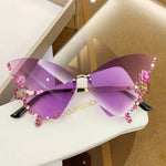 Luxury Diamond Butterfly Sunglasses Women Brand y2k Vintage Rimless Oversized Sun Glasses Ladies Eyewear gafas de sol
