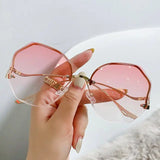 Stylish Rimless Sunglasses With Gradient Lenses