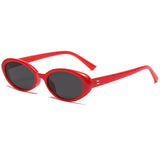 Retro Oval Sunglasses for Women Men Fashion Small Oval Sunglasses 90s Vintage Shades Red/Grey 54 Millimeters