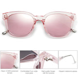 SOJOS Classic Square Polarized Sunglasses for Women Men Retro Trendy UV400 Sunnies SJ2050 Clear Pink/Pink Mirrored