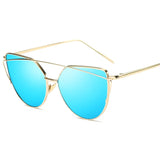 Women's Metal Reflective Flat Sunglasses