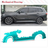 Real Carbon Fiber Side Skirts Extension Lip Panel Fit for BMW X7 G07 M-SPORT 2019-2023 Carbon Wide Body Kits FRP Black