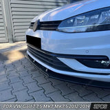 Front Bumper Lip Body Kit Spoiler Splitter ABS Gloss Black Canard Lip Diffuser For VW Golf 7 7.5 MK7 MK7.5 TDI TSI 2012-2020