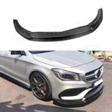2PCS Carbon Fiber Bumper Chin Guard Double Front Lip Spoiler for Mercedes Benz CLA Class W117 CLA45 AMG Facelift 2016-2019