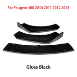 Car Front Bumper Lip Body Kit Chin Guard Diffuser Cover Deflector ABS Accessories Carbon Fiber Look For Peugeot 408 2010-2013