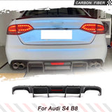 Carbon Fiber Car Rear Bumper Diffuser Lip Spoiler for Audi S4 B8 2008-2012 Car Rear Diffuser Spoiler Protector With Brake Light