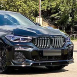 Car Front Bumper Spoiler Lip Splitter for BMW X6 G06 2020-2024 ABS Plastics Body Kits Tuning Accessories Diffuser Gloss Black