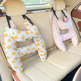 2-Pack Adorable Ultra-Soft Car Seat Pillows with Secure Belt - Ensures Peaceful Restful Naps on the Go - Enhanced Safety amagi