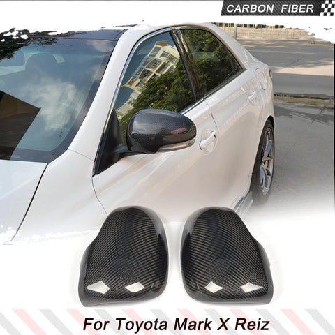 For Toyota Mark X Reiz 2010-2017 Car Rearview Side Mirror Cover Wing Cap Exterior Door Rear View Case Trim Carbon Fiber Caps