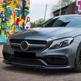 For Mercedes-Benz C-Class W205 C205 C63 AMG 2015-2022 Front Bumper Lip Diffuser Spoiler Body Kit Modification ABS Black