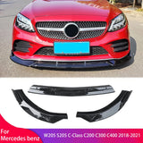 Brabus Style Front Bumper Lip for Mercedes benz W205 S205 C-Class C200 C300 C400 2018-2021 Spoiler Splitter Kit Guards Protector