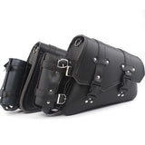 Motorcycle Old School Leather Saddlebag Swingarm Solo Bag w/ Cup Holder For Sportster XL Dyna Softail Scout Sixty Bobber Rebel