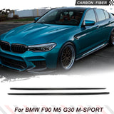 Carbon Fiber Side Skirts  Extension Lip for BMW 5 Series G30 M Sport F90 M5  2018-2022 Car Door Panels Side Trim Extensions