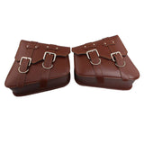 Motorcycle Old School Leather Saddlebag Swingarm Solo Bag w/ Cup Holder For Sportster XL Dyna Softail Scout Sixty Bobber Rebel